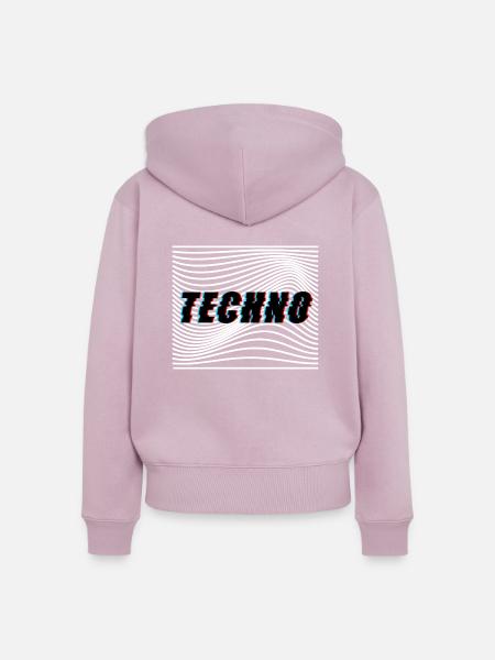 Techno Wellen Trippy Psychedelisch - Frauen Premium Bio Zip Hoodie - Altrosa