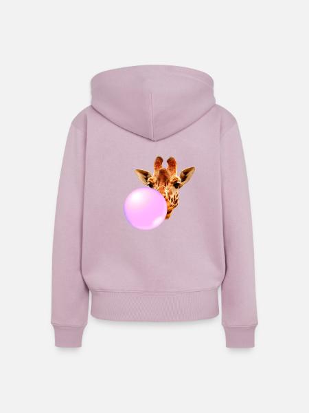 Giraffe Mit Kaugummi - Frauen Premium Bio Zip Hoodie - Altrosa