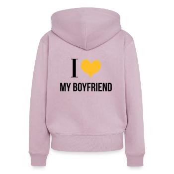 I Love My Boyfriend - Frauen Premium Bio Zip Hoodie - Altrosa - Hinten - Julia (174cm)
