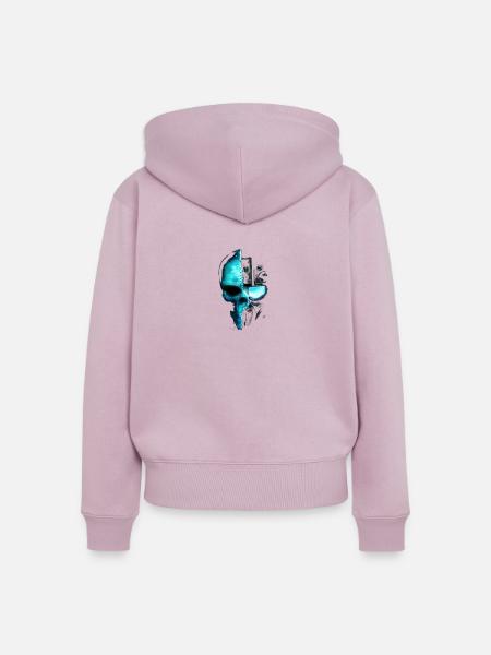 Cyber-Totenkopf - Frauen Premium Bio Zip Hoodie - Altrosa