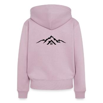 Landschaft - Berge Hütte - Frauen Premium Bio Zip Hoodie - Altrosa - Hinten - Julia (174cm)