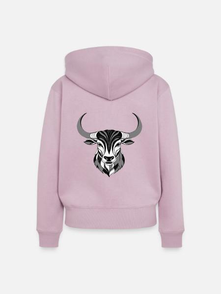 Taurus - Zodiac Sign Motive - Frauen Premium Bio Zip Hoodie - Altrosa