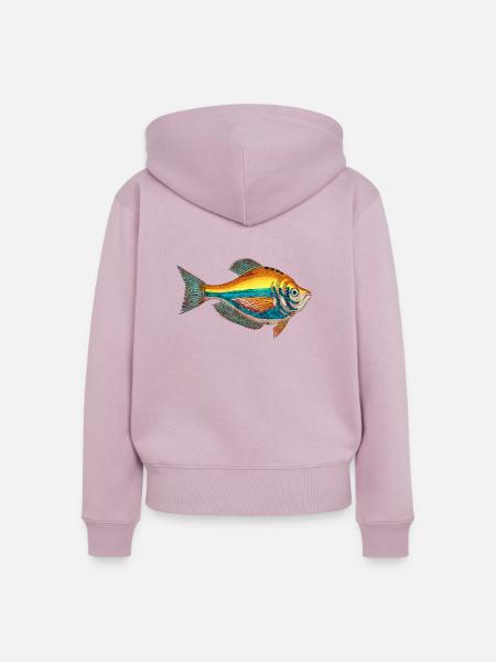 Fischerglück - Anglerglück - Bunter Fisch - Frauen Premium Bio Zip Hoodie - Altrosa