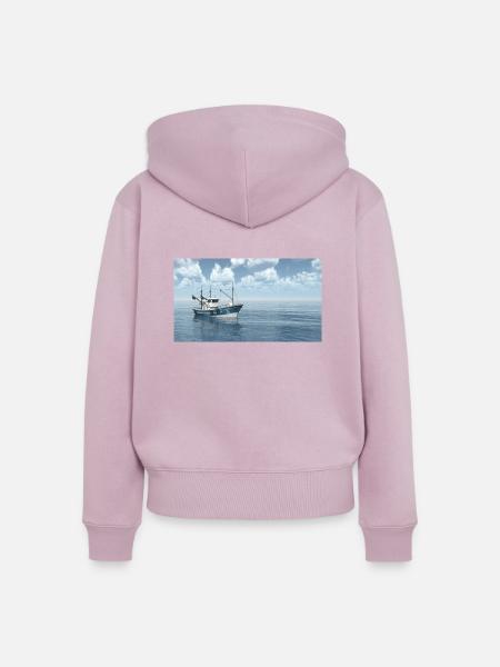 Ein Fischkutter im offenen Meer - Frauen Premium Bio Zip Hoodie - Altrosa