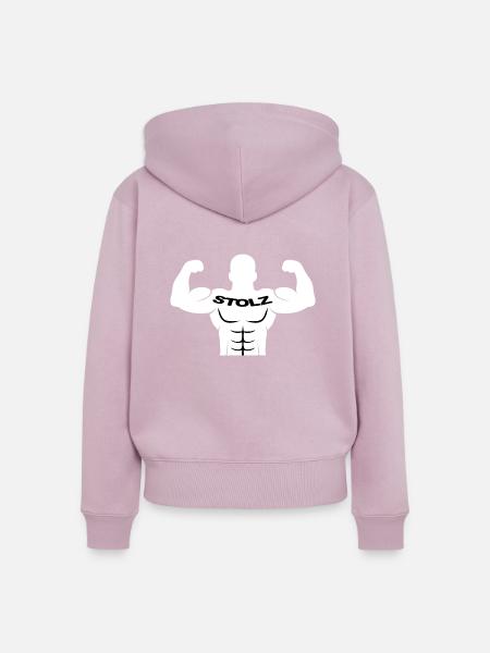 Stolzer Bodybuilder - Frauen Premium Bio Zip Hoodie - Altrosa