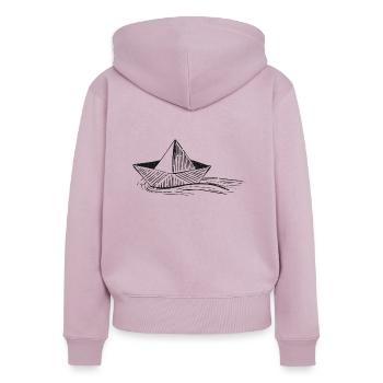 Boot Schiff Papierboot Geschenk Segelboot Kapitän - Frauen Premium Bio Zip Hoodie - Altrosa - Hinten - Julia (174cm)