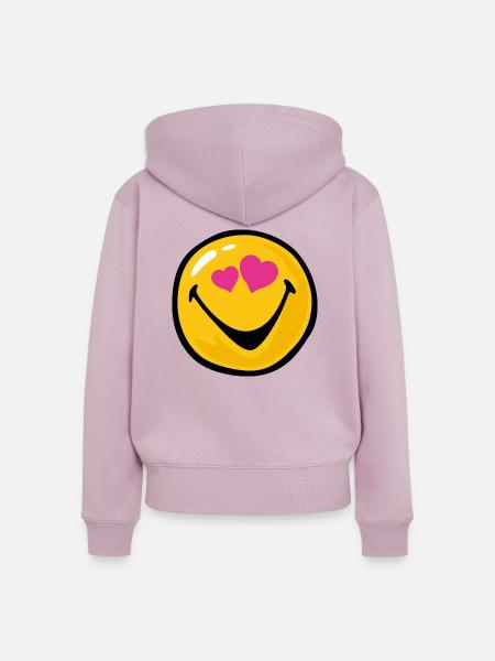 Smiley Love Hit - Frauen Premium Bio Zip Hoodie - Altrosa