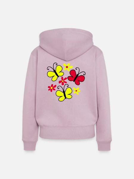 butterflies - Frauen Premium Bio Zip Hoodie - Altrosa