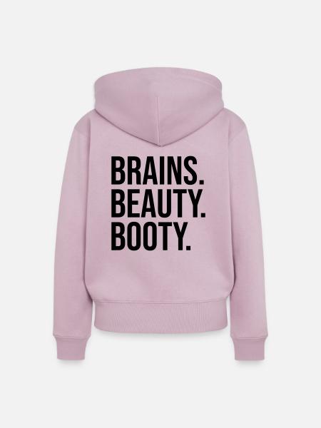 BRAINS BEAUTY BOOTY - Frauen Premium Bio Zip Hoodie - Altrosa