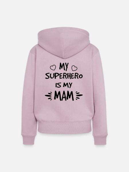 My Superhero Mam schwarz - Frauen Premium Bio Zip Hoodie - Altrosa
