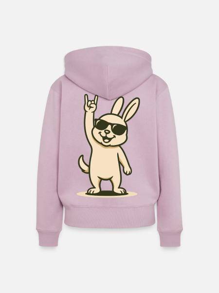 Rocker-Hasi mit Style - Frauen Premium Bio Zip Hoodie - Altrosa