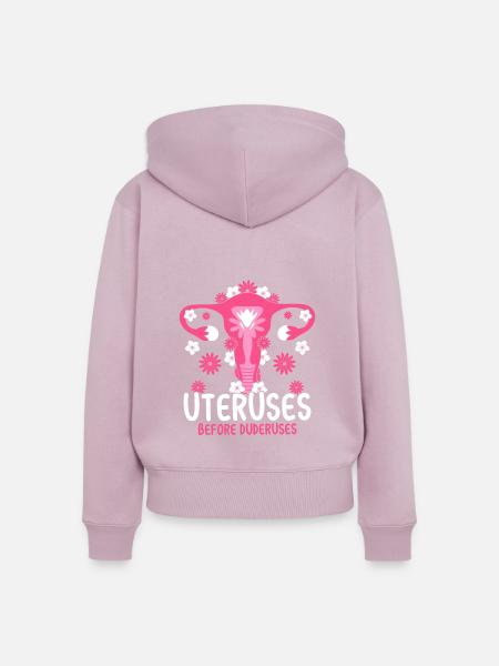 Uteruses Before Duderuses - Frauen Premium Bio Zip Hoodie - Altrosa