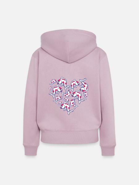 Herz Koi - Frauen Premium Bio Zip Hoodie - Altrosa