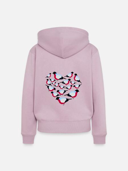 Herz Vogel Fink - Frauen Premium Bio Zip Hoodie - Altrosa