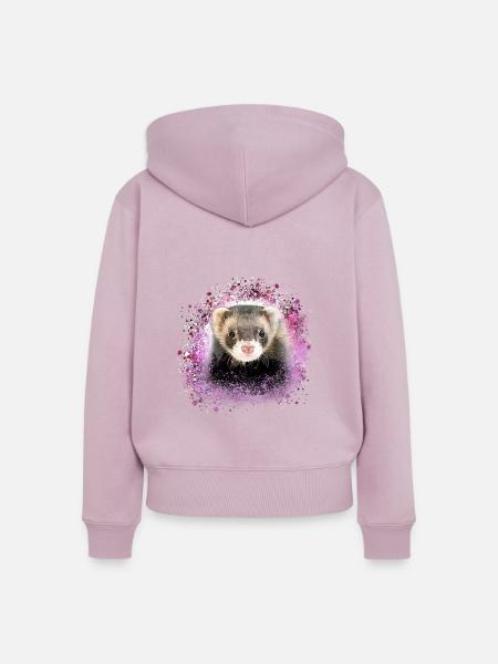 frettchen,rosa,graffiti,iltis - Frauen Premium Bio Zip Hoodie - Altrosa