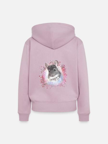 chinchilla,graffiti,malerei,angora kaninchen - Frauen Premium Bio Zip Hoodie - Altrosa