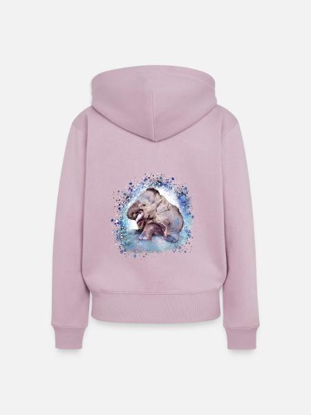 babyelefant,elefant,graffiti,blau,malerei - Frauen Premium Bio Zip Hoodie - Altrosa