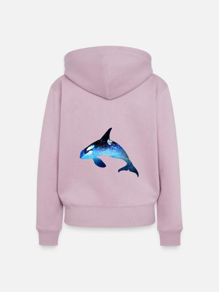 wal,blau,fisch,malerei,kunst,blau,meer - Frauen Premium Bio Zip Hoodie - Altrosa
