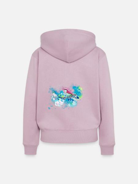 kohlmeise,vogel,blumen,aquarell,blau - Frauen Premium Bio Zip Hoodie - Altrosa