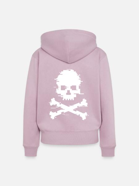 Glitch-Schädel - Frauen Premium Bio Zip Hoodie - Altrosa