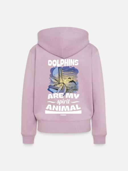 Delfin Delfinschule Säugetier Meer Delfinarium - Frauen Premium Bio Zip Hoodie - Altrosa