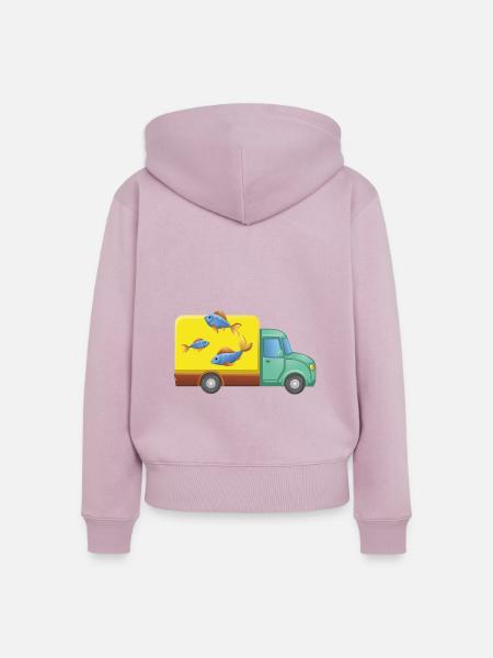 Lieferdienst Fisch Wagen - Frauen Premium Bio Zip Hoodie - Altrosa