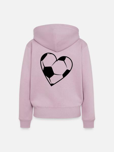 Fußball Herzform - Frauen Premium Bio Zip Hoodie - Altrosa