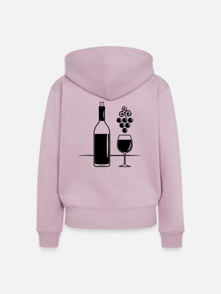 wein weinflasche weinglas rebe - Frauen Premium Bio Zip Hoodie - Altrosa