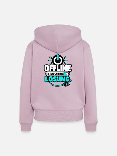 Offline ist auch eine Lösung - Frauen Premium Bio Zip Hoodie - Altrosa