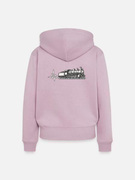 Dampflok Herzschlag Eisenbahn Leidenschaft - Frauen Premium Bio Zip Hoodie - Altrosa