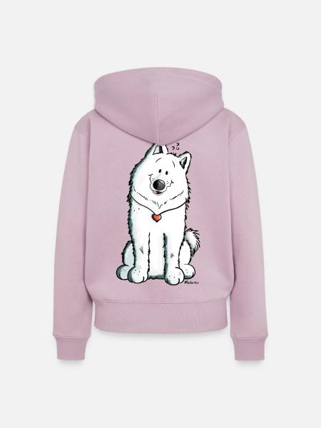 Samojede mit Herz - Frauen Premium Bio Zip Hoodie - Altrosa