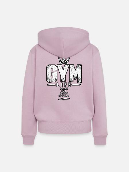 Gym Life Repeat - Frauen Premium Bio Zip Hoodie - Altrosa