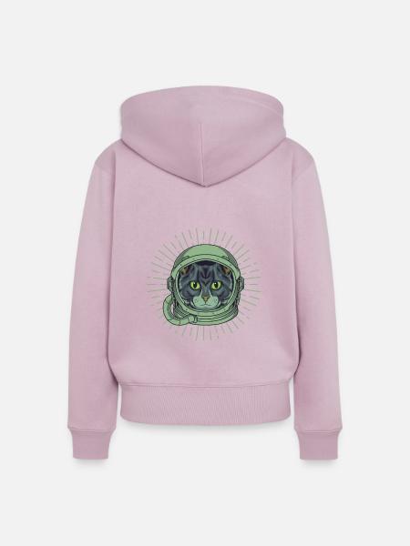 CAT in SPACE - Frauen Premium Bio Zip Hoodie - Altrosa