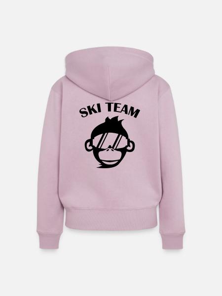 affe_skibrille_02 - Frauen Premium Bio Zip Hoodie - Altrosa