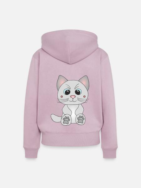Süße graue Katze - Frauen Premium Bio Zip Hoodie - Altrosa