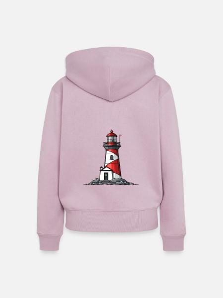 Leuchtturm Küste - Frauen Premium Bio Zip Hoodie - Altrosa