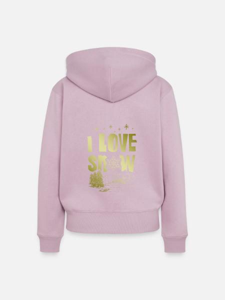 I Love Snow Spruch - Frauen Premium Bio Zip Hoodie - Altrosa