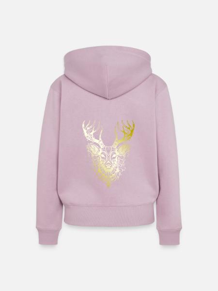 Hirsch Mandala gold - Frauen Premium Bio Zip Hoodie - Altrosa