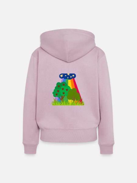 Clouds and Rainbow Trees - Frauen Premium Bio Zip Hoodie - Altrosa