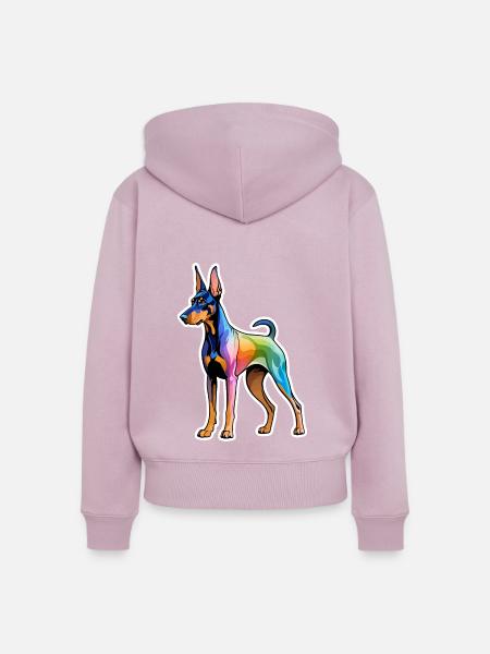 Dobermann Wasserfarben - Frauen Premium Bio Zip Hoodie - Altrosa