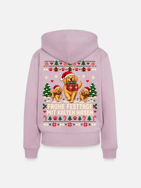 Weihnachtshunde mit kalten Nasen - Frauen Premium Bio Zip Hoodie - Altrosa