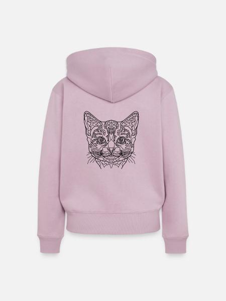 Katze Line Art - Frauen Premium Bio Zip Hoodie - Altrosa