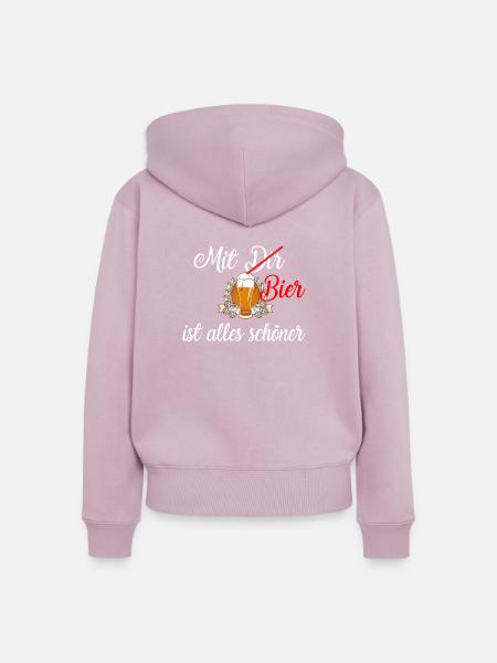 Mit Bier / Bier / Trinken / Party - Frauen Premium Bio Zip Hoodie - Altrosa