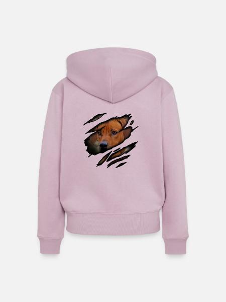 Rhodesian Ridgeback in mir - Frauen Premium Bio Zip Hoodie - Altrosa