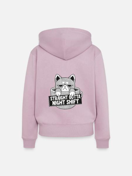 Direkte aus der Nachtschicht - Frauen Premium Bio Zip Hoodie - Altrosa