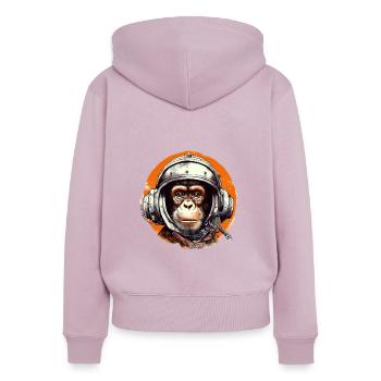 Weltraum Affe Retro Zeichnung - Frauen Premium Bio Zip Hoodie - Altrosa - Hinten - Julia (174cm)