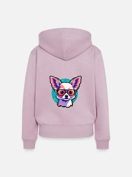 Chihuahua Hund Zeichnung - Frauen Premium Bio Zip Hoodie - Altrosa