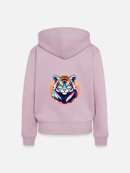 Tiger Illustration - Frauen Premium Bio Zip Hoodie - Altrosa