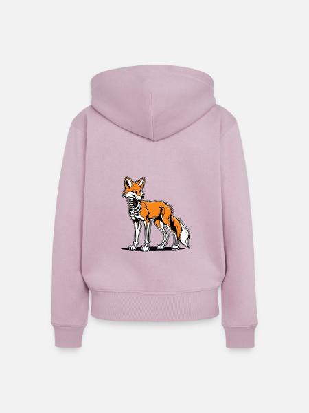 Fuchs Skelett Illustration - Frauen Premium Bio Zip Hoodie - Altrosa