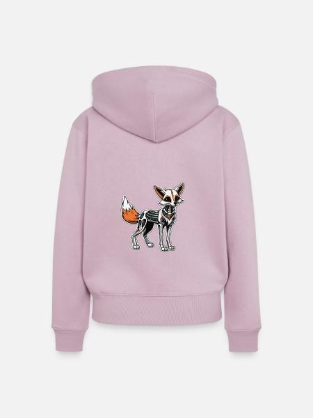 Fuchs Skelett Illustration - Frauen Premium Bio Zip Hoodie - Altrosa